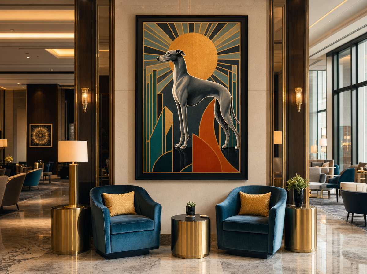 Tirage d’art encadré, accroché dans un lobby d’hôtel